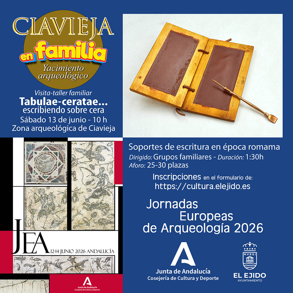 Jornadas Europeas de Arqueología – Ciavieja en familia – Visita-taller familiar «Tabulae ceratae…escribiendo sobre cera»- sábado, 13 de junio