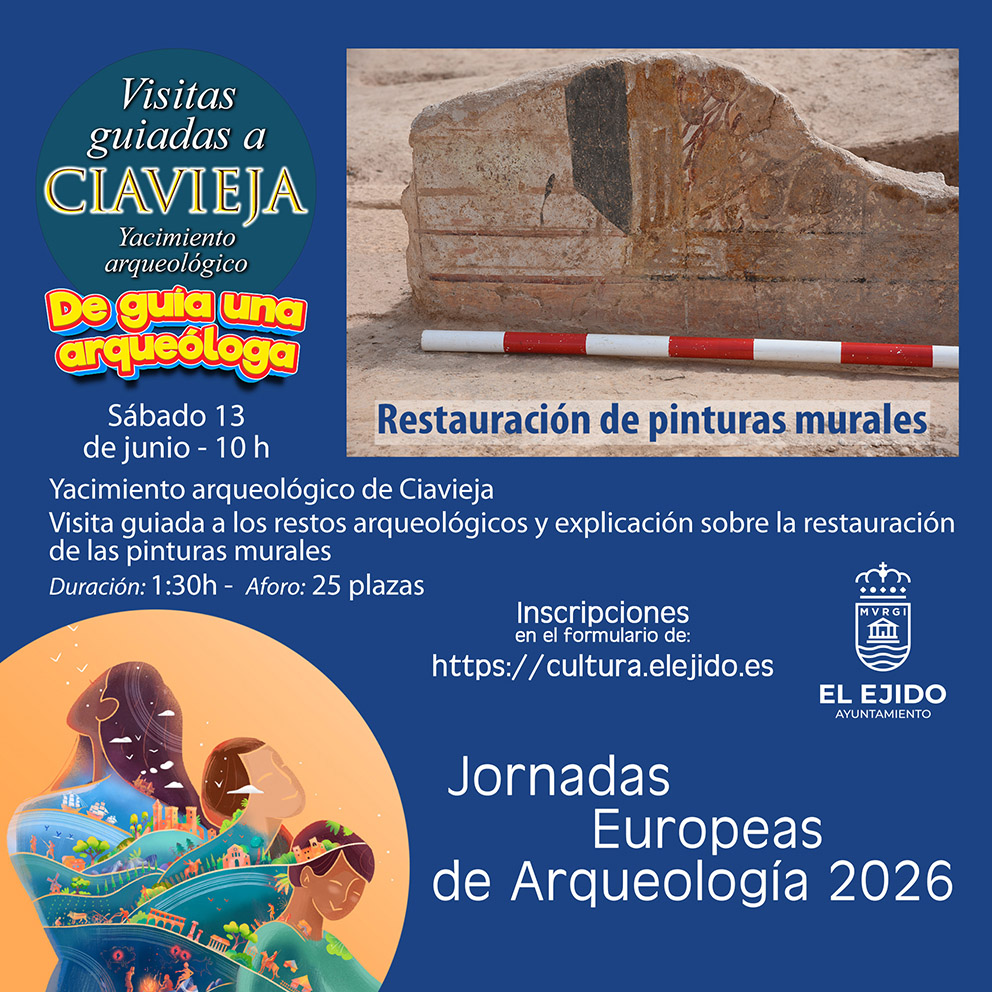 Jornadas Europeas de Arqueología -Visitas guiadas al Yacimiento de Ciavieja – «De guía una arqueóloga – Restauración de pinturas murales» – Sábado, 13 de junio