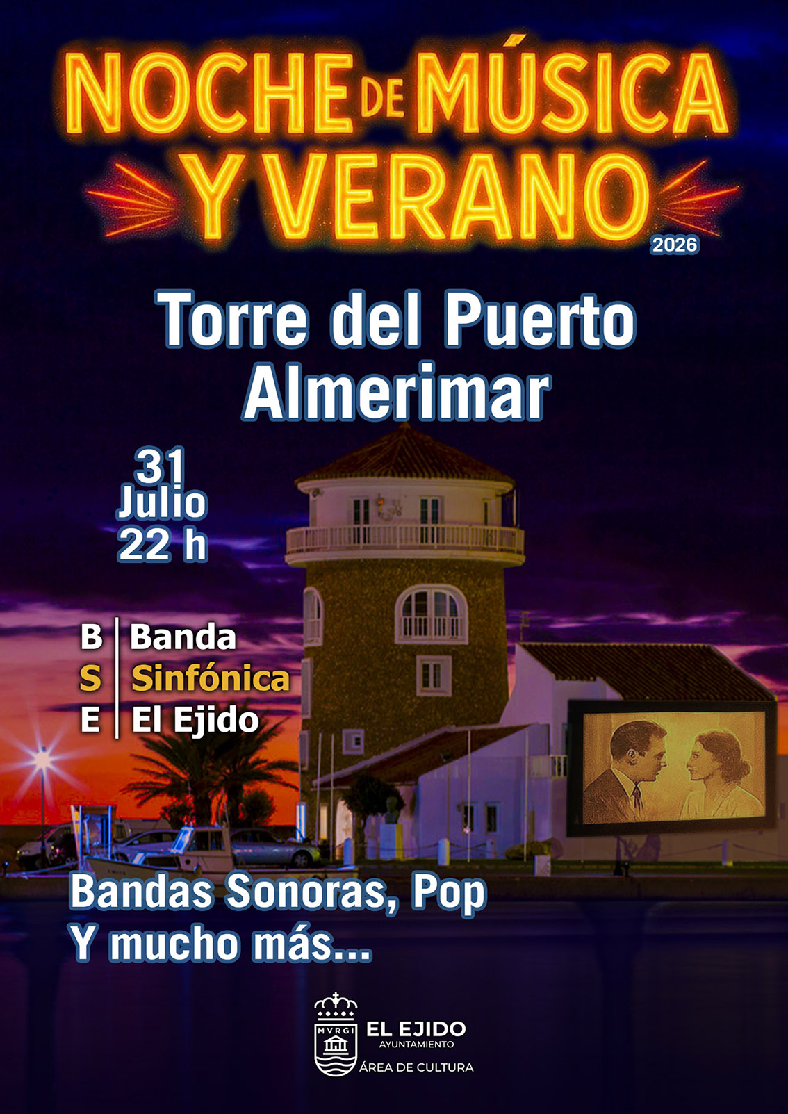 Verano Cultural 2026 – Música – Banda Sinfónica de El Ejido «Noche de música y verano» – Viernes 31 de julio, 22 h