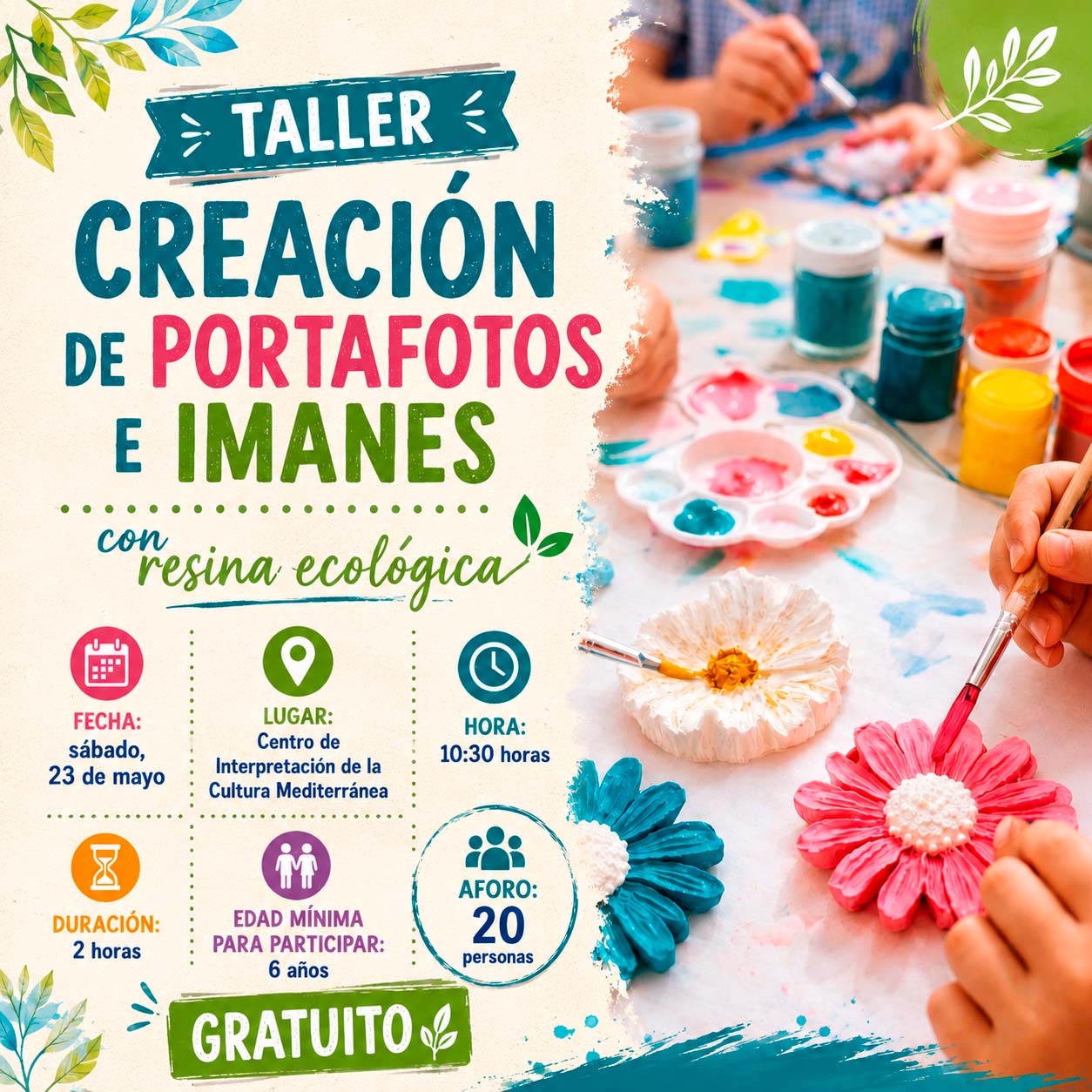 Taller «Creación de portafotos e imanes con resina ecológica» de Imaginandoconama  -Sábado, 23 de mayo- 10:30 horas – Centro de Interpretación de la Cultura Mediterránea