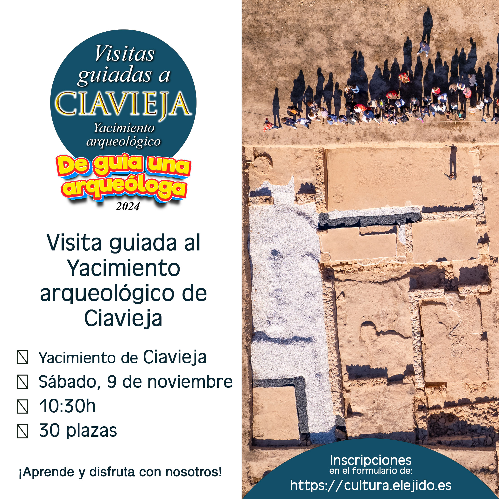 COMPLETO Visitas guiadas al Yacimiento de Ciavieja – «De guía una arqueóloga» – Sábado 9 de noviembre