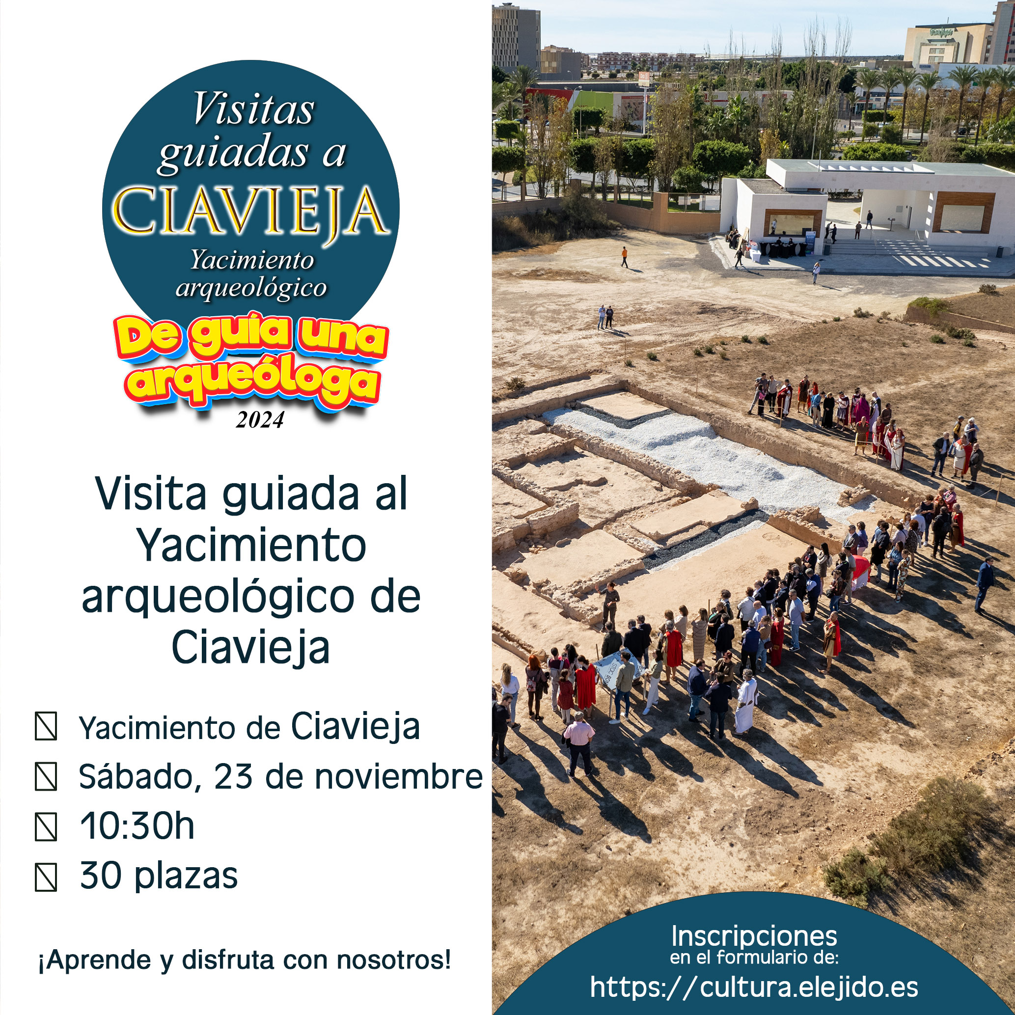 COMPLETO Visitas guiadas al Yacimiento de Ciavieja – «De guía una arqueóloga» – Sábado 23 de noviembre