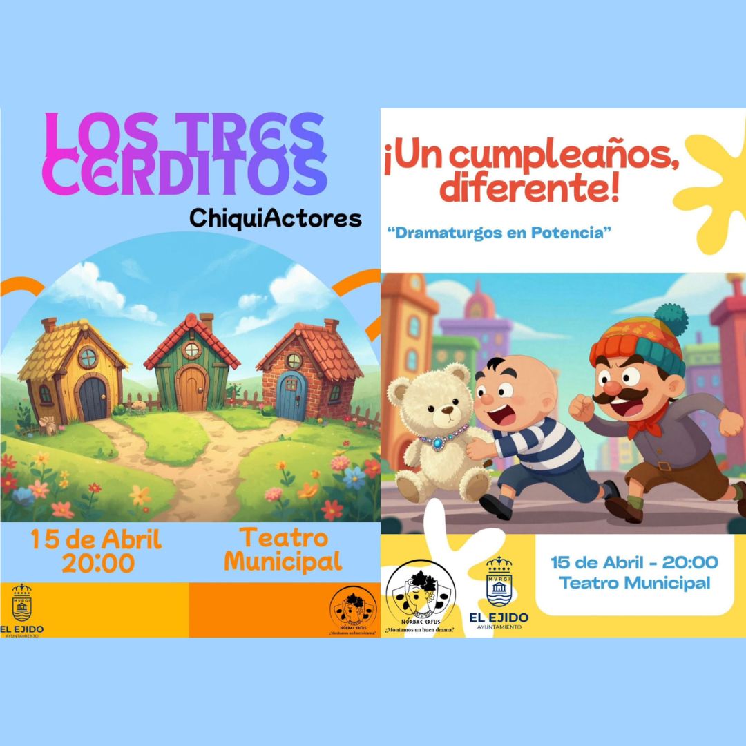 MTA 2026 -EMT Chiquiactores «Los tres cerditos» y  EMT Dramaturgos en potencia «¡Un cumpleaños, diferente!»- Miércoles, 15 de abril – 20:00 h – Teatro Municipal