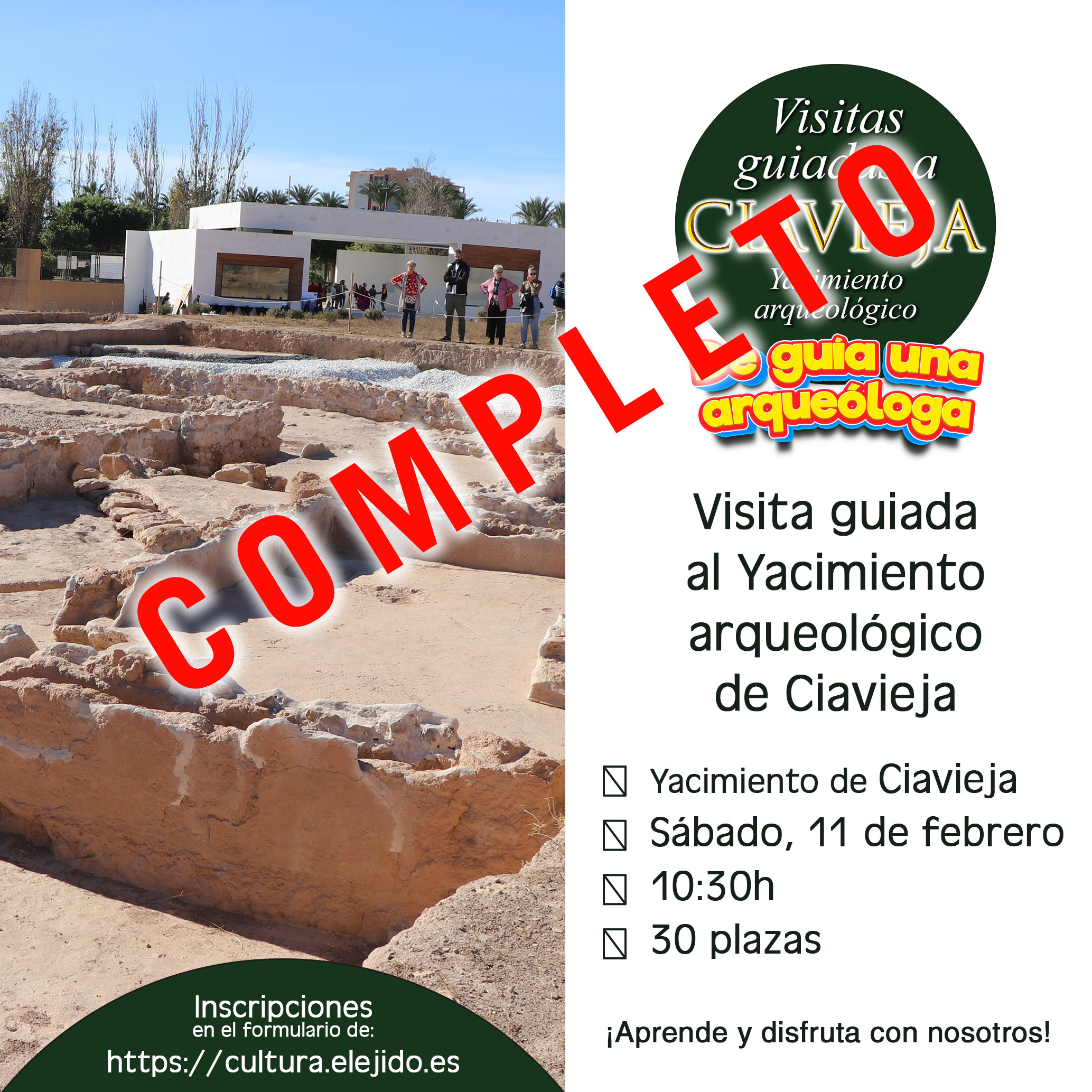 COMPLETO Visitas guiadas al Yacimiento de Ciavieja – «De guía una arqueóloga» – Sábado 11 de febrero