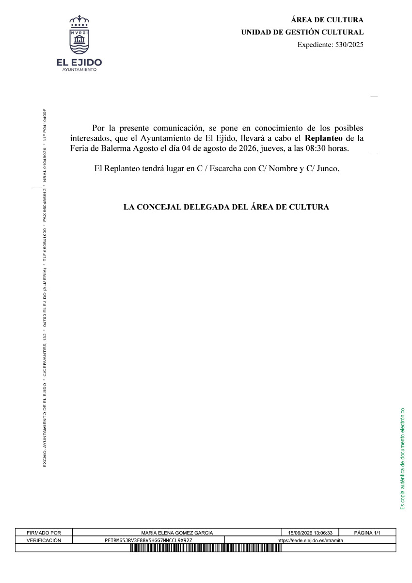 Replanteo Feria de Balerma – Martes 4 de agosto