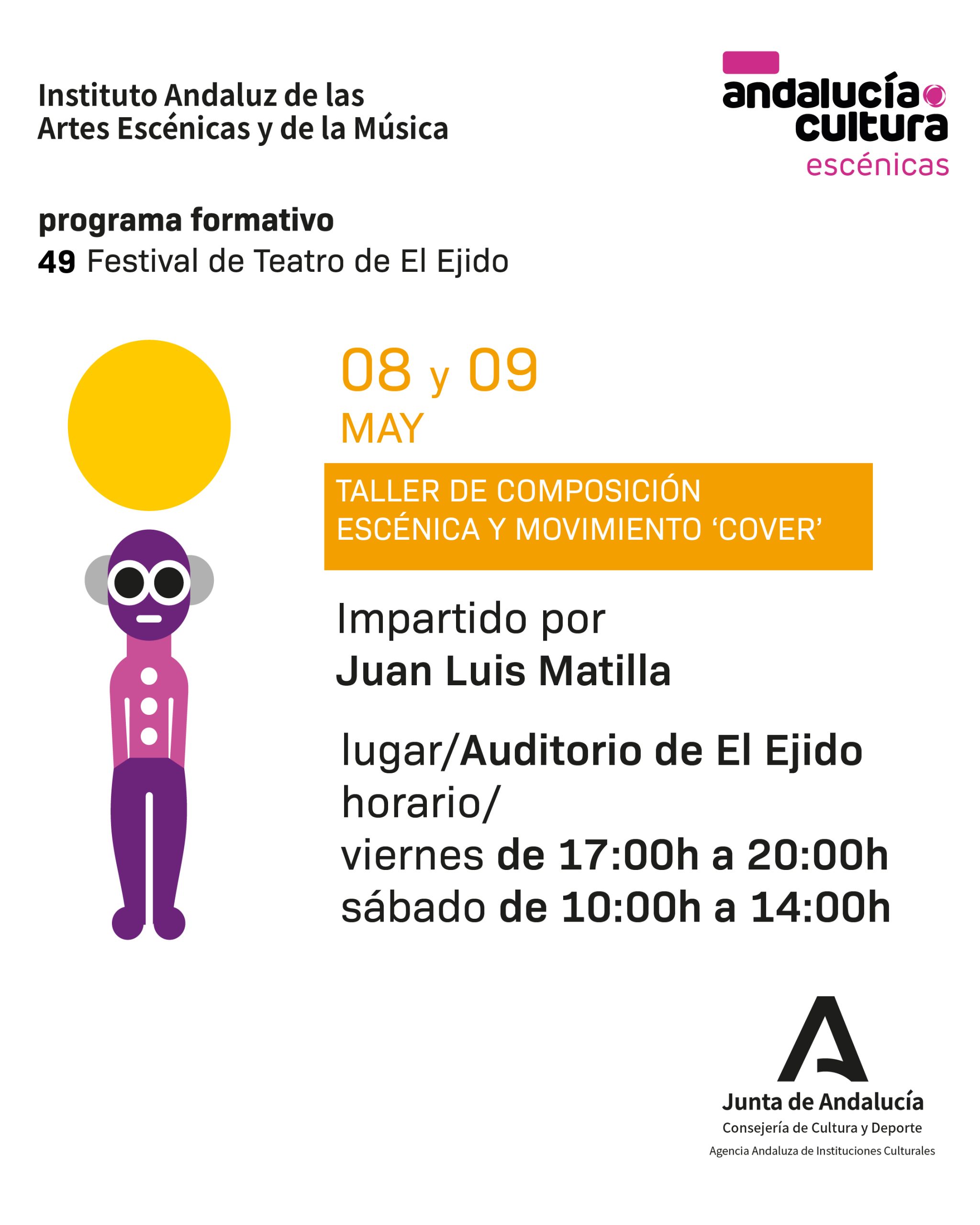 FTE 2026 – Programa Formativo del Festival de Teatro – «Taller de composición escénica y movimiento ‘cover'»- 8 y 9 de mayo