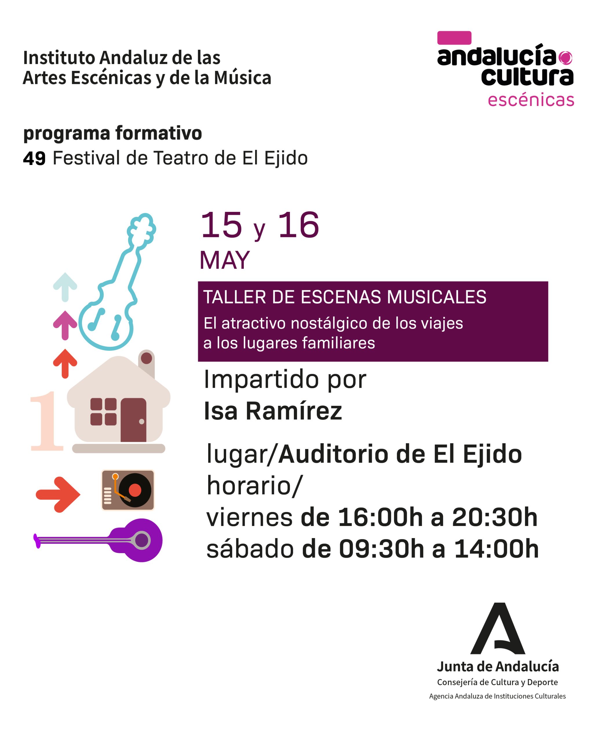 FTE 2026 – Programa Formativo del Festival de Teatro – «Taller de escenas musicales: El atractivo nostálgico de los viajes a los lugares familiares'»- 15 y 16 de mayo